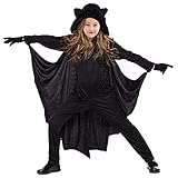 DIIQII Karneval Kinder Fledermaus Kostüm, Fledermaus-Cape mit Umhang und Handschuhe, Vampir Fasching Cosplay Skostüme Karnevalskostüme für 3-13 Mädchen Junge (XL 140-155cm)