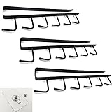 3 Stk Tassenhalter, Schrankeinsatz Haken ohne Bohren, Aufbewahrungshakenr, Haken für Tassen, Becher, Weingläser, Küchenutensilien, mit selbstklebenden Schrauben - Schwarz
