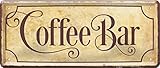 WOGEKA ART Retro Blechschild - COFFEE BAR - Lustiger Spruch als Geschenkidee für KAFFEE TRINKER zu Geburtstag Weihnachten als Deko Schild für Café, Bistro 28x12 cm Vintage Metallschild 437