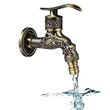 Vintage Wasserhahn - Wandmontage Drache Geschnitzt, Antik Messing für Waschmaschine, Garten, Zuhause, Küche, Bad