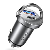 Lamicall 45W Zigarettenanzünder USB C Auto Ladegerät - [Super Mini Ganzmetall] 24V/12V USB Adapter Auto mit 45W USB C&USB A Schnellladegerät, PD&QC3.0 KFZ Autoladegerät für iPhone 17/16/15, Samsung