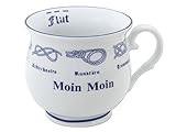 City Souvenir Shop Hamburger Kaffeepott Moin Moin Becher aus Porzellan, runde Form, ca. 0,3 l, weiß