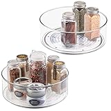 mDesign Lazy Susan Gewürzregale im 2er-Set für das Küchenregal – praktisches Gewürzregal für Küchenschrank – drehbare Gewürzhalter aus Kunststoff – transparent