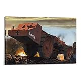 ZLQYHW Poster mit deutschem Militärfahrzeug aus dem Zweiten Weltkrieg, Krupp Raumer S (Selbstrantrieb), schweres Minensuchgerät, dekorative Leinwand, Familie, Schlafzimmer, Kunstwerk, Bild, Gemälde,