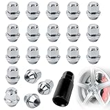 UVVRUR 20 Stück Radmuttern Radmutterkappen Chrom Schrauben Kappen Geschlossen Kegelbund 60° Radmuttern M12x15 für die meisten Ford Fiesta Focus Fusion (B-M12X1.5,Silber)