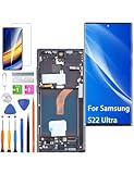 HLYGZX LCD Bildschirm für Samsung Galaxy S22 Ultra 5G TFT S908B S908B/DS Display Bildschirm Ersatz Assembly Reparatur Kit(Schwarz mit Rahmen,Ohne Fingerabdruck,Not Curved Screen,EU Version)