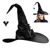 XIMEY Halloween Hexenhut, Hexenhut Damen, Schwarz, Zauberer Hut, Zaubererhut, Hexen Deko, Geeignet für Halloween Feiertagspartys, Cosplay, Karneval (C)