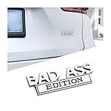 CGEMDY Auto Bad Ass Edition Emblem, Geeignet für Autoinnen Außendekoration oder Metall, Personalisierte Metallaufkleber Geeignet Auto-Emblem-Autoaufkleber(Silber-Schwarz)