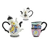 Ideal Casa, Set aus einer Teekanne und einer Tasse, Motiv: „Alice im Wunderland“, Disney, Keramik, 500 ml