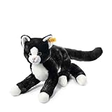 Steiff Mimmi Schlenker Katze - 30 cm - Kuscheltier für Babys - weich & waschbar - schwarz/weiß (099366)