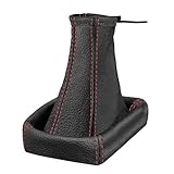Schaltsack Schalthebelmanschette kompatibel mit Opel Astra G Bj. 1998-2009 Echtleder schwarz mit roter Naht