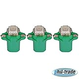 3 x Tacho Beleuchtung LED 5050 SMD B8.3D BAX10S Grün Umbauset kompatibel für VW T3 Bus Golf 2 Polo 86c