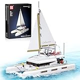 Mould King 10217 Klemmbausteine Schiff Bausteine Segelschiff Katamaran Schiff Spielzeug mit Stoffsegeln und Sonnenbadenbereich Kompatibel mit Andere Marken(893 Teile)