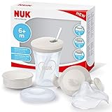 NUK 3-in-1 Trinklernset mit Trainer Cup-Learner Cup (ab 6 Monaten) | Magic Cup 360° (ab 8 Monaten) & Action Cup (ab 12 Monaten) | 230 ml | BPA-frei | grau & weiß
