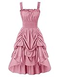 SCARLET DARKNESS Gothic Kleid Damen Vintage Kleider High Low Design Trägerkleid Cocktail Party Kleid S Rosa