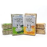 Heukönig 3x1kg Heu und 3x1kg Stroh Kombi-Paket, Perfekt als Einstreu und Futter - Natürlich & Staubfrei