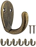 Fuxxer 6x Antike Wandhaken Oval, Garderoben- und Handtuchhaken im Vintage Messing Design Bronze