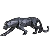 FJWYSANGU Abstrakte Leopardenstatuen, Panther-Skulptur, handgearbeitet, Tier, Harz, Moderne Heimdekoration, klein, schwarz