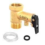 Sicherheitsventil 1/2 Zoll, 0,8 MPa Messing Sicherheitsventil mit 1M Führungsrohr und Dichtung, 1/2" IG x 1/2" AG Warmwasserbereiter Druckentlastungsventil Rückschlagventil