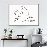Pablo Picasso, Friedenstaube, Vintage-Poster, Drucklinie, Leinwand, Wandkunst, Wohnzimmer, Heimdekoration, rahmenloses Gemälde, 20 x 30 cm, ohne Rahmen