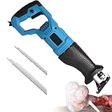 DBMGBd Knochensäge Elektrisch, 900W Profi Metzger Knochenbandsäge, Metzger Gefriergutsäge Handheld Elektro Säbelsäge für Schneiden von Gefrorenem Fleisch, Knochen und Schinken(Color:Blue)