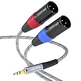 JOLGOO 3,5 mm TRS auf Dual XLR Male Pro Stereo Breakout-Kabel, 1/8 Zoll TRS Stereo auf 2 XLR Male Y-Splitter Patch-Mikrofonkabel, 3 m