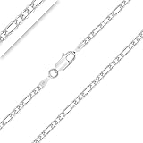 Planetys - Figarokette (1+3) 925 Sterling Silber Rhodiniert Kette - 2.5 mm Breite Längen: 50 cm