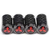 NDMUS 4 Stück Autoreifen Ventilkappen, für Mitsubishi ASX Outlander Pajero Eclipse Aluminiumlegierung Luftdicht Ventildeckel Ventil Kappen Auto Dekorations ZubehöR