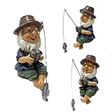 Cuque Gartenzwerge Für Außen, Kunstharz Gartenzwerg Angeln Figur Teichdeko Für Draußen Miniatur Angeln Figuren Weit Verbreitet Ist Gartenzwerg Dekoration Fischerliebhaber
