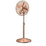 Brandson - Standventilator mit Oszillation 80° - mobiler Lüfter - höhenverstellbarer Standfuß - 3 Geschwindigkeiten - 30° neigbar - Ventilator Standlüfter - GS-zertifiziert - Kupfer Stil