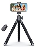 Mini Handy Stativ für Smartphone, Flexibler 360° Drehbarer Tripod mit Fernauslöser, Tragbarer Kamera Ständer Handy-Foto & Videokits Kompatibel mit iPhone, Galaxy