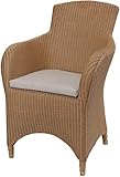 korb.outlet Loom Sessel Sydney Esszimmersessel Esszimmer Stuhl mit Armlehne Loomsessel mit Polster (Natur)
