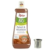 POLIBOY Parkett und Holzdielen Pflege - Bodenreiniger für Echtholzböden - Parkettreiniger mit Pflanzenwachs zur Bodenpflege - 1x 1 L - inkl. Dosierbecher - Made in Germany