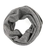 Prettystern Damen Herren Loop Schal 100% Kaschmir Cashmere Schlauchschal Strick-Schal warm Halstuch Schlauch-Schal grau