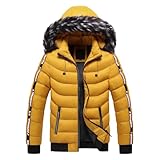 WAZHAKU Herren Winterjacke mit Abnehmbar Fellkapuze Warm Steppjacke Leichte Daunenjacke Wintermantel Kunstfell Daunenjacke Leichte Outdoor Puffer Jacket Herren Jacke Abnehmbar Winterjacke