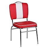 FineBuy Esszimmerstuhl American Diner 50er Jahre Retro Stuhl, Sitzfläche mit Rückenlehne, Sitzhöhe 47 cm