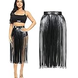 Kunstleder Quaste Rock Fransen Gürtel Bikini Club Party Gürtel Kleidung Schwarz für Damen und Mädchen