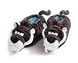 NICI 45323 Hausschuhe aus Plüsch Säbelzahntiger Größe 38-41, kuschelig und warm, Stone Age Friends, GRAU/WEIß