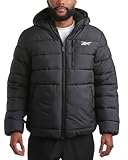 Reebok Herren-Winterjacke – schwerer Sherpa-Futter, Puffer-Parka, Herren-Wintermantel, isoliert, gesteppt, Skijacke für Herren, Schwarz (Jet Black), XL