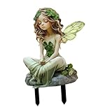 KiBcsLic Gartendekoration Elfenfigur Figuren Sitzender Schmetterling Fee, Feengartendekoration Elfenroststangen, dekorative Skulpturen Miniaturfeenfiguren, wetterfeste handgefertigte Feenstatue