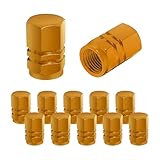 CGEAMDY Ventilkappen für Autoreifen, 12 Stück Aluminium Auto Radkappe, Wasserdichtes Universal Reifen Ventil für Autos, LKWs, Motorräder, SUVs Und Fahrräder (Gelb)