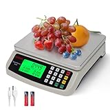 KNSWE Waage Küchenwaage Groß Edelstahl Digitalwaage 40kg zum Gastronomie Messen von Fleisch Wurst so Weiter Obstwaage mit Zähl Tara Funktion Feinwaage 1g LCD Display und 5 Maßeinheit