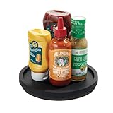 InterDesign The Home Edit, 22,9cm Lazy Susan Drehteller mit erhöhtem Rand, Schwarzes Paulownia Holz