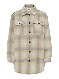 ONLY Damen Karierte Hemd Jacke - OnlDeena Shacket Wool-Mantel, Farbe:Gelb, Größe:S