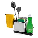 Spülbecken Organizer - Edelstahl Küchen Organizer - Praktische Spülutensilien Aufbewahrung - Quality Kitchen Organizer - Waschbecken Organizer für Spülbürsten, Lappen & Schwämme