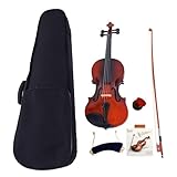 Bonnlo Violinenset in 4/4-Größe für Anfänger/Erwachsene/Kinder, Geige mit Etui, Bogensehne, Gefederte Schulterstütze, Kolophonium, Naturfarbe