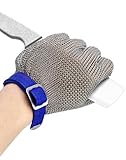 QWORK® Kettenhandschuh Metzger Arbeitshandschuh Herren Damen Schnittschutzhandschuhe aus 316L Edelstahl für Küche Fleisch Schneiden, Holzschnitzen und Garten (L, 1stk)