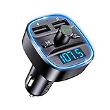 ORIA Bluetooth FM Transmitter 5.0, Wireless Radio Adapter mit Mikrofon & 2 USB Aufladung, Universelles Auto Ladegerät, LED Display Freisprechen Car Kit, Auto Musik-Player, TF-Karte USB-Disk