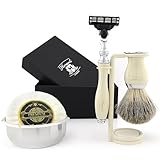 Vintage Rasierset Geschenk für Herren Kartuschen Rasiermesser Schüssel Stand Marken-Box rasierpinsel set