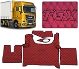 LKW-Fußmatten kompatibel zu MAN TGX 2020+ Fussmatte (Material rot, Garn schwarz)